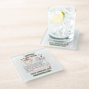 Homemade Hot Cacao Cookie Recipe Christmas Gift Glass Coaster