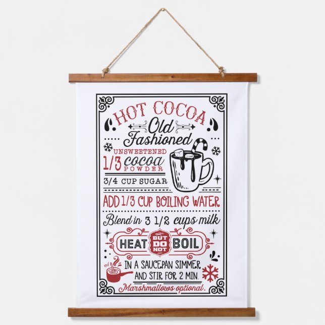 Homemade Hot Cocoa Recipe | Farmhouse Hanging Tapestry (Front)