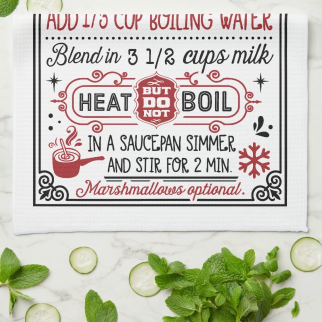 Homemade Hot Cocoa Recipe | Farmhouse Tea Towel (Folded)