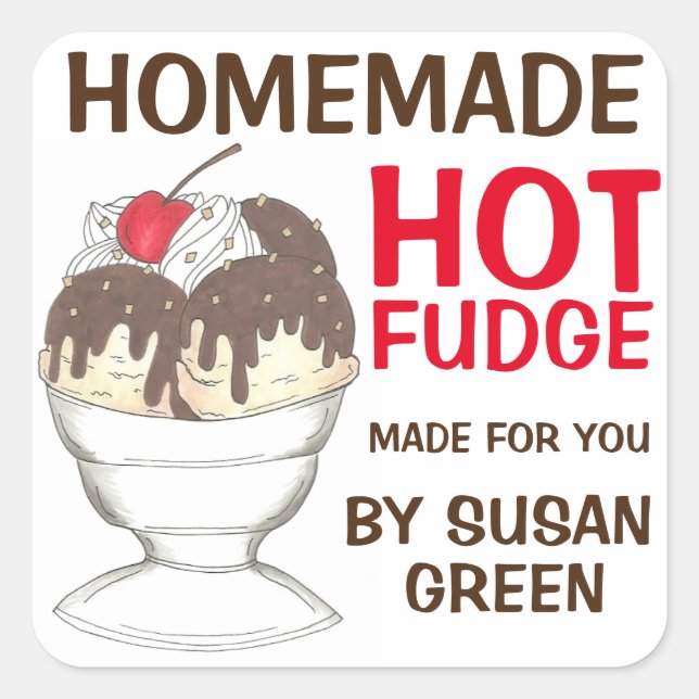 Homemade Hot Fudge Sauce Personalised Stickers (Front)