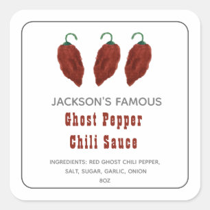 Homemade Hot Sauce Ghost Pepper Chilli Sauce Label
