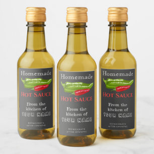 Homemade Hot Sauce Label Chalk Art Chilli Peppers