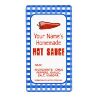 Homemade Hot Sauce Label Chilli Pepper Blue Custom