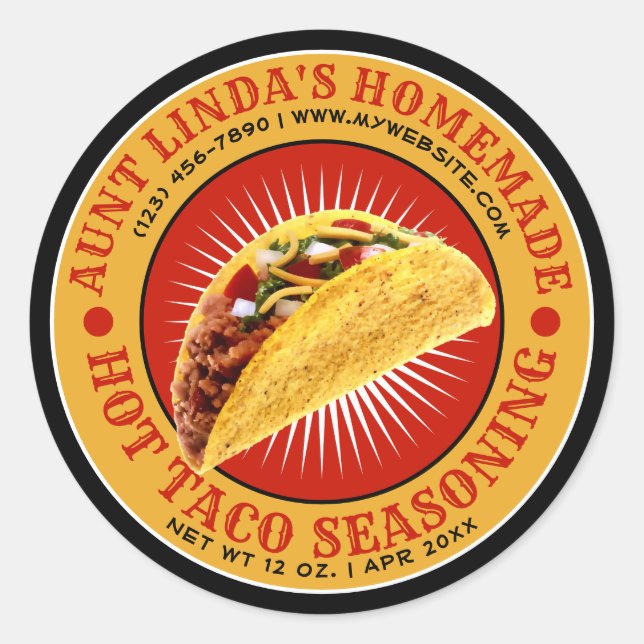 Homemade Hot Taco Seasoning Label Template (Front)