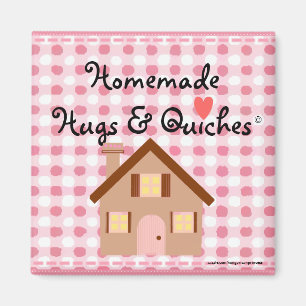Homemade Hugs Pink Gingham Magnet