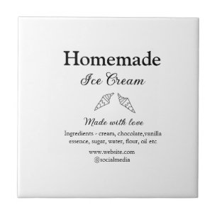 Homemade ice cream add ingredients made with love ceramic tile