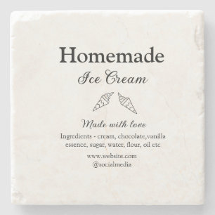 Homemade ice cream add ingredients made with love  stone coaster