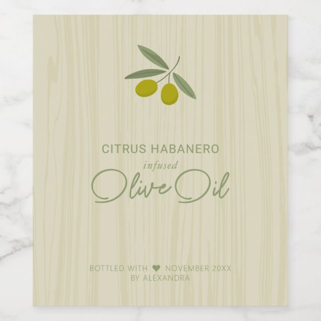 Homemade Infused Olive Oil Wine Label (Single Label)