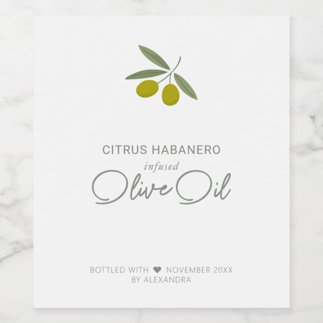 Homemade Infused Olive Oil Wine Label (Single Label)