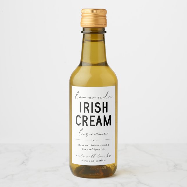 Homemade Irish Cream Liqueur Bottle Label (Front)