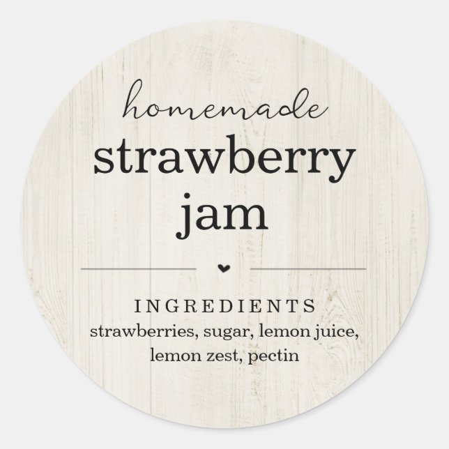 Homemade Jam / Food Canning Jar Label Sticker (Front)