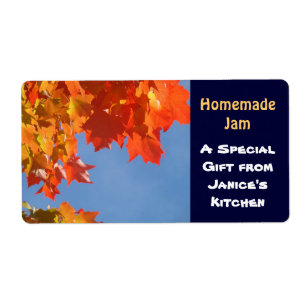 Homemade Jam jar labels stickers Autumn Leaves