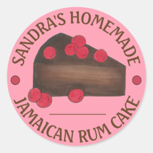 Homemade Jamaican Rum Cake Slice Baked By Classic Round Sticker