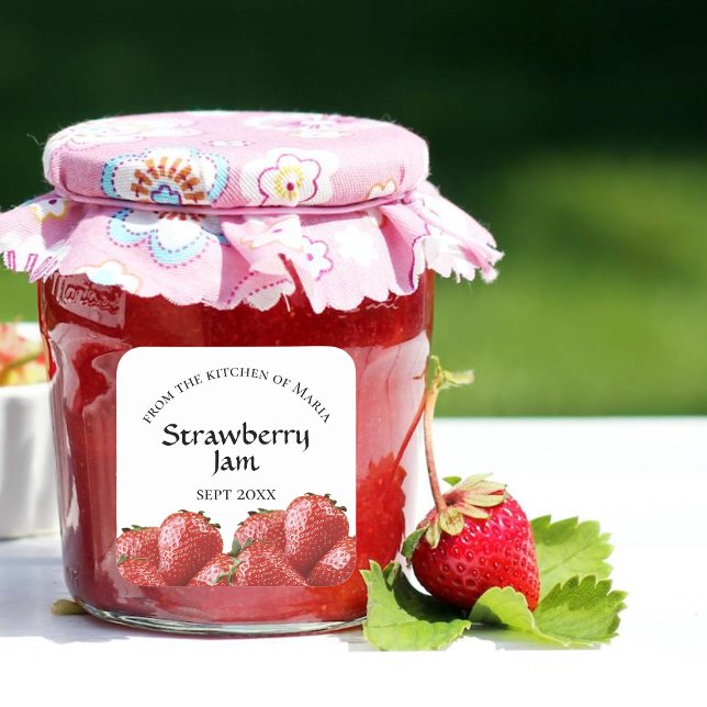 Homemade Jelly Strawberry Jam Jar Label Sticker (Creator Uploaded)