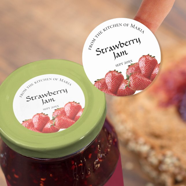 Homemade Jelly Strawberry Jam Jar Lid Label (Strawberry jam label for lids.)