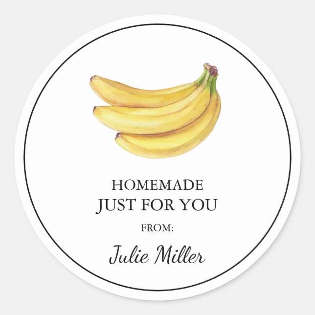 Homemade just for you banana label (Front)