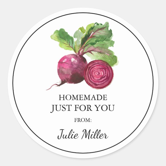 Homemade just for you beet root label (Front)