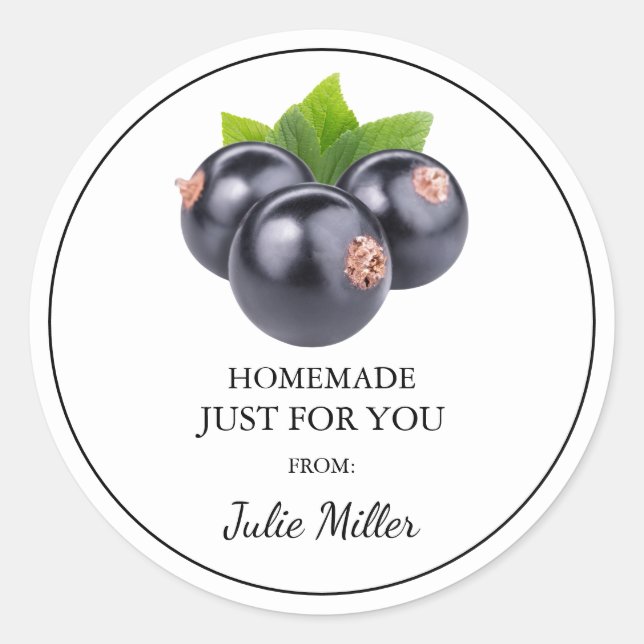 Homemade just for you blackcurrant label (Front)