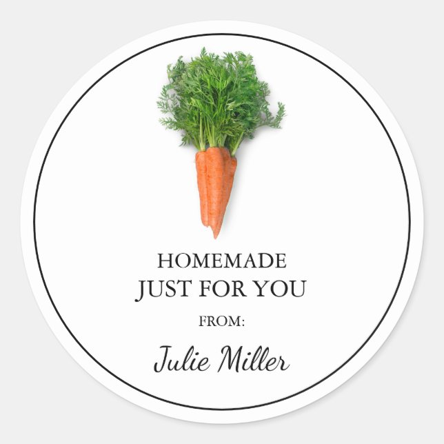 Homemade just for you carrot label (Front)