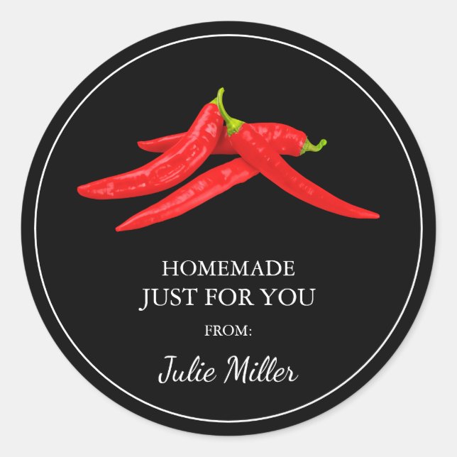 Homemade just for you chilli label (Front)
