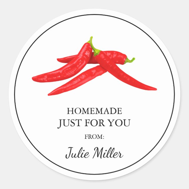 Homemade just for you chilli label (Front)