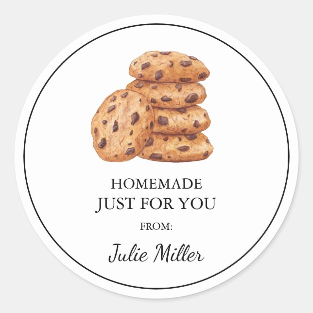 Homemade just for you chocolate cookies label (Front)