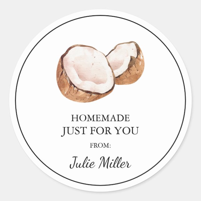 Homemade just for you coconut label (Front)