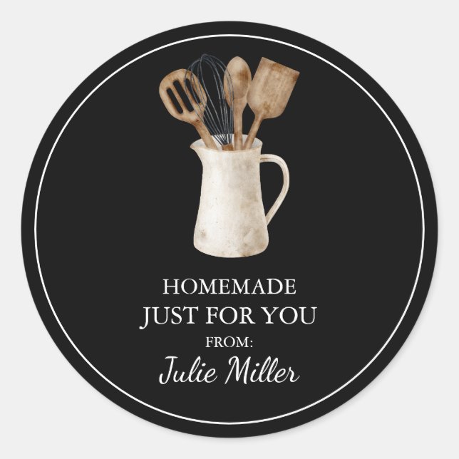Homemade just for you cooking and baking label (Front)