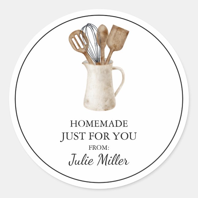 Homemade just for you cooking and baking label (Front)