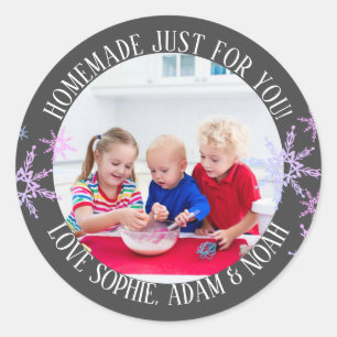 Homemade just for You Custom Kids Photo Snowflake Classic Round Sticker