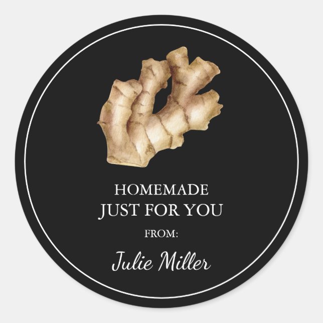 Homemade just for you ginger root label (Front)