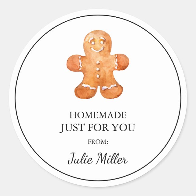 Homemade just for you gingerbread cookies label (Front)