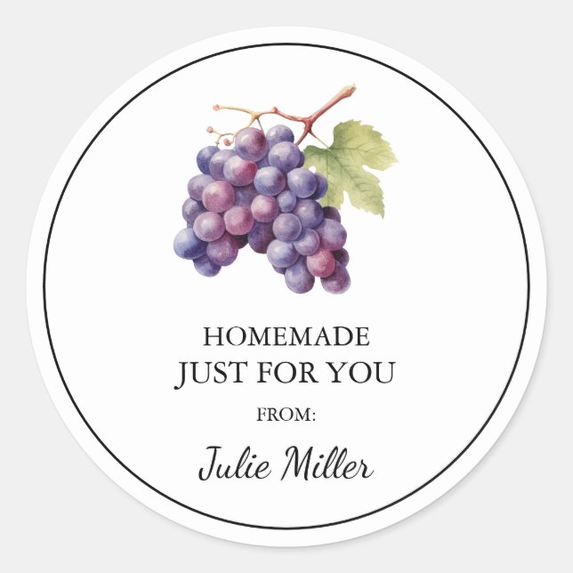 Homemade just for you grape label (Front)