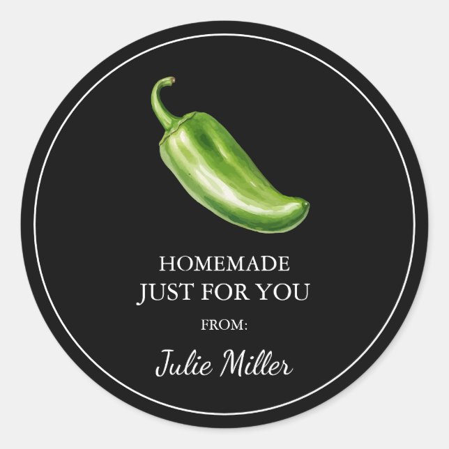 Homemade just for you jalapeno label (Front)