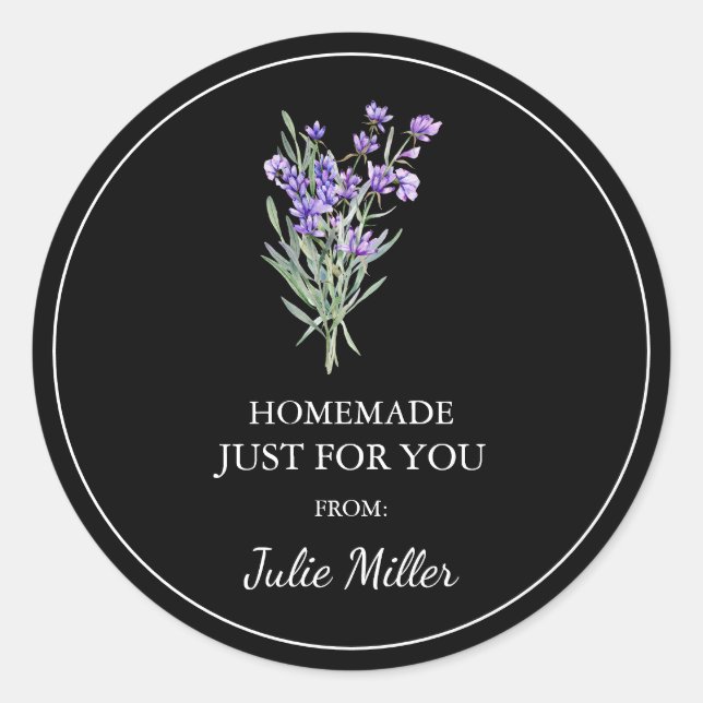 Homemade just for you lavender label (Front)