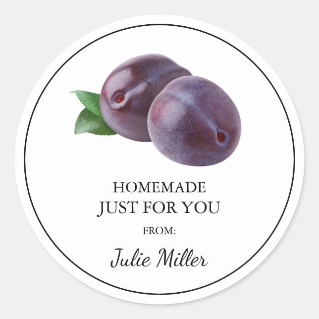 Homemade just for you plum label (Front)