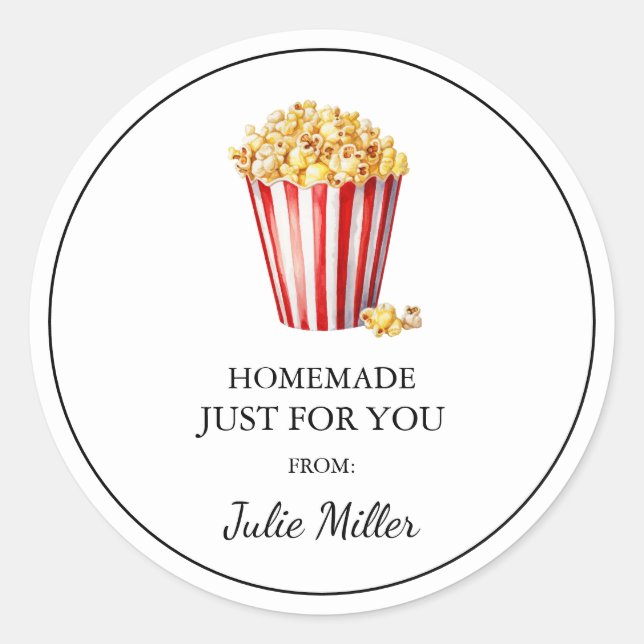 Homemade just for you popcorn label (Front)