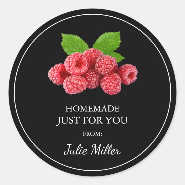 Homemade just for you raspberry label (Front)