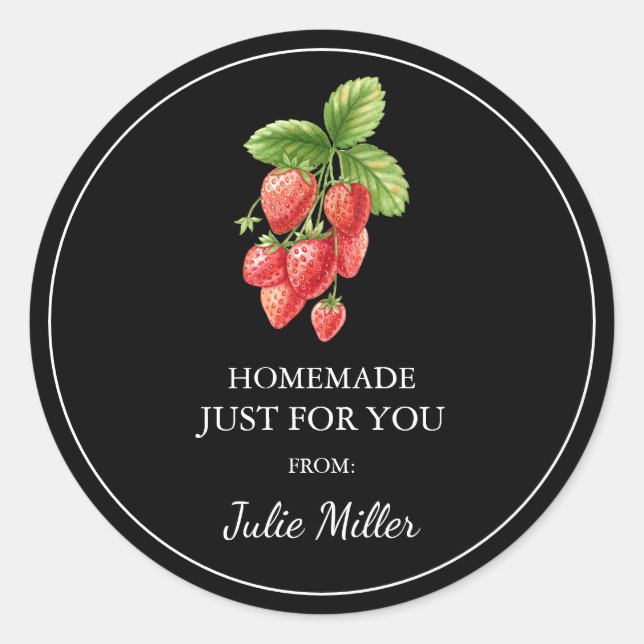 Homemade just for you strawberry label (Front)