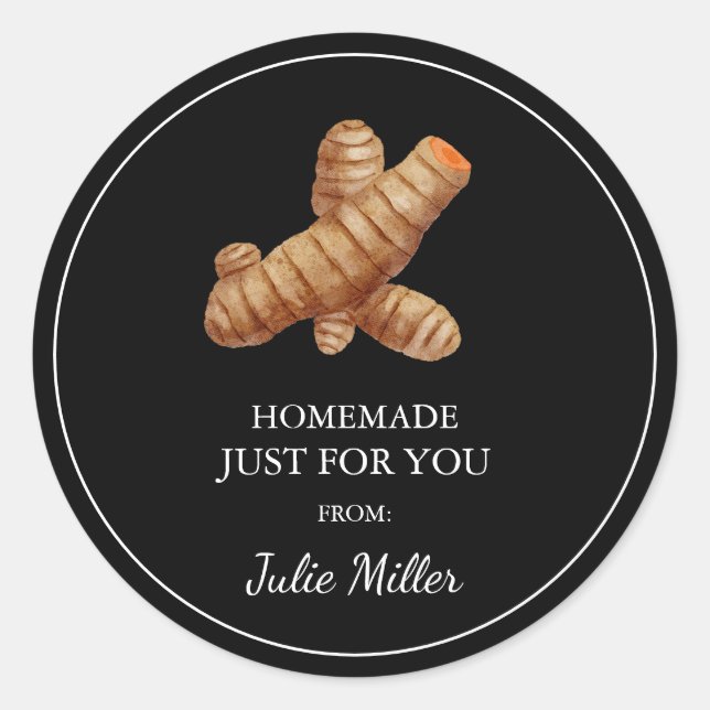 Homemade just for you turmeric label (Front)
