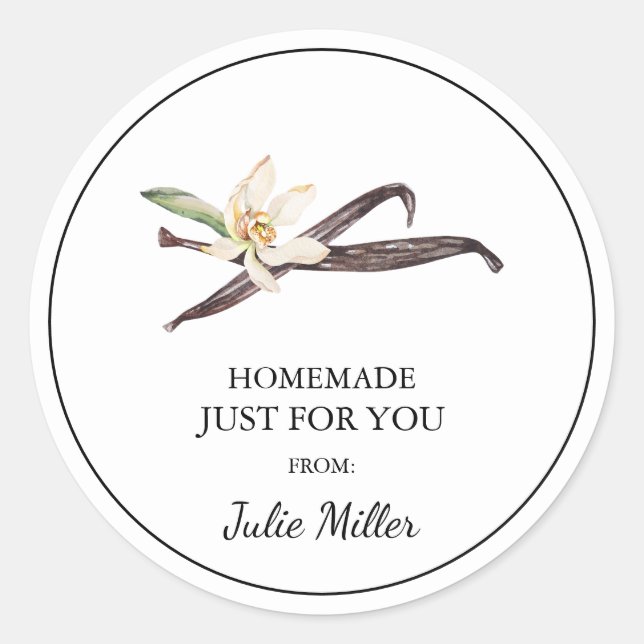Homemade just for you vanilla label (Front)