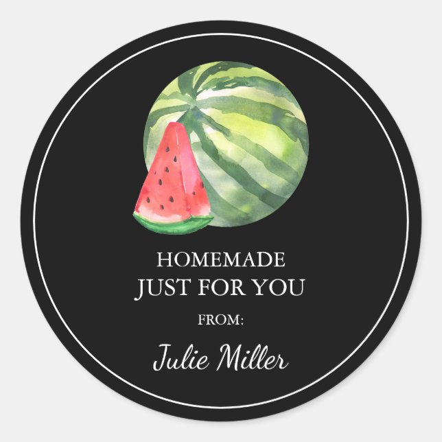 Homemade just for you watermelon label (Front)