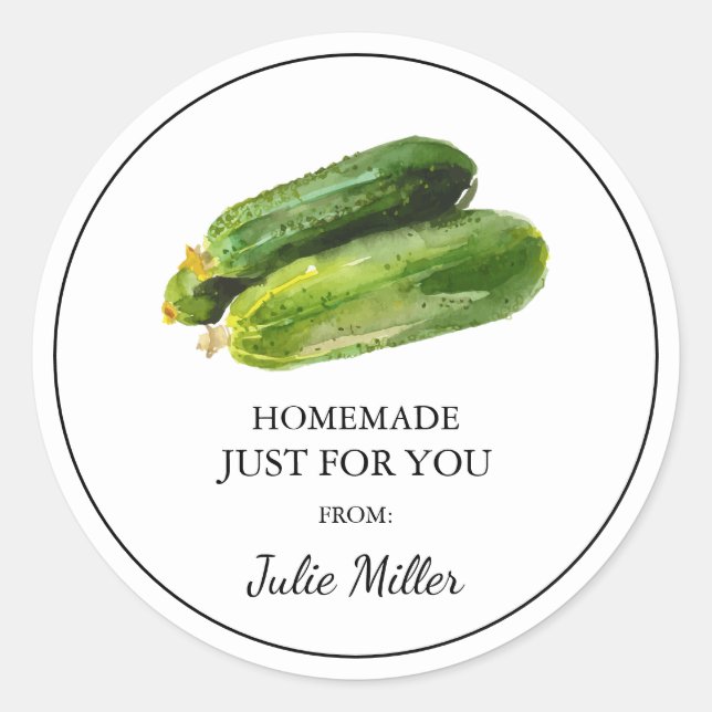 Homemade just for you zucchini label (Front)