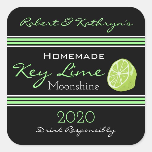 Homemade Key Lime Moonshine Personalised Square Sticker (Front)