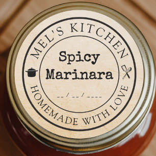 Homemade Kitchen Custom Product Packaging Kraft  Classic Round Sticker