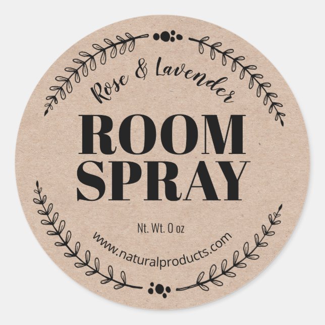 Homemade Kraft Air Freshener Room Spray Labels (Front)