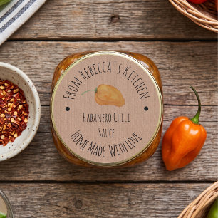 Homemade Kraft Paper Habanero Chilli Sauce Classic Round Sticker