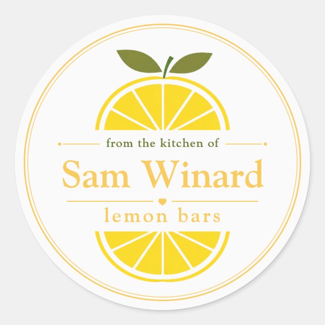 Homemade Lemon Bars Kitchen Label (Front)