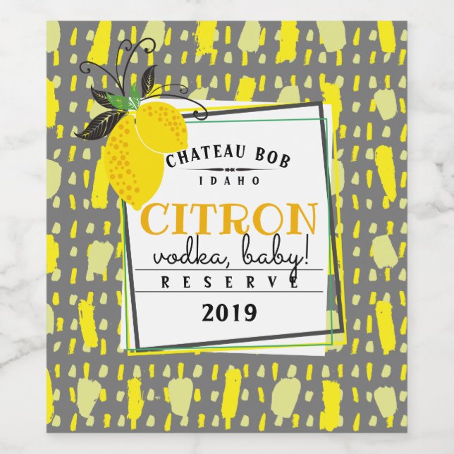 Homemade lemon citrus wine personalised wine label (Single Label)