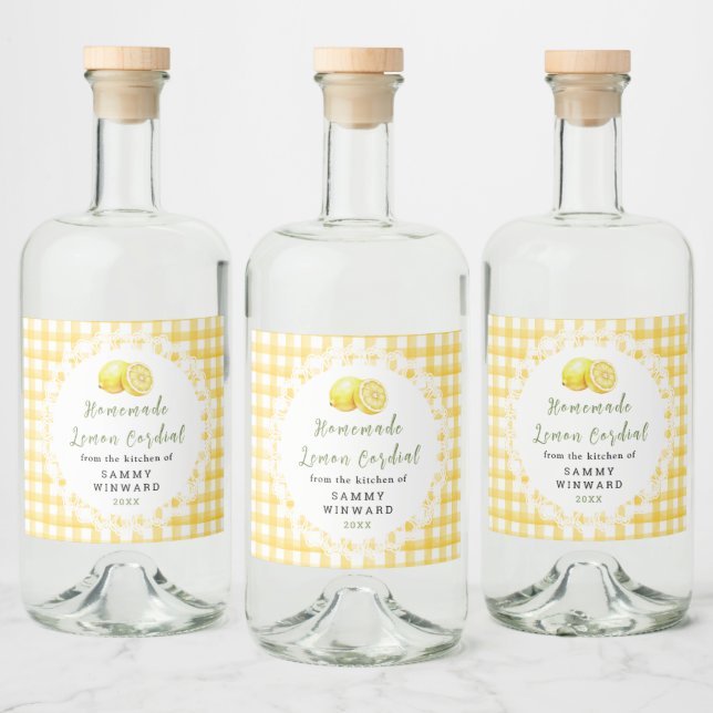 Homemade Lemon Cordial Bottle Label (Bottles)